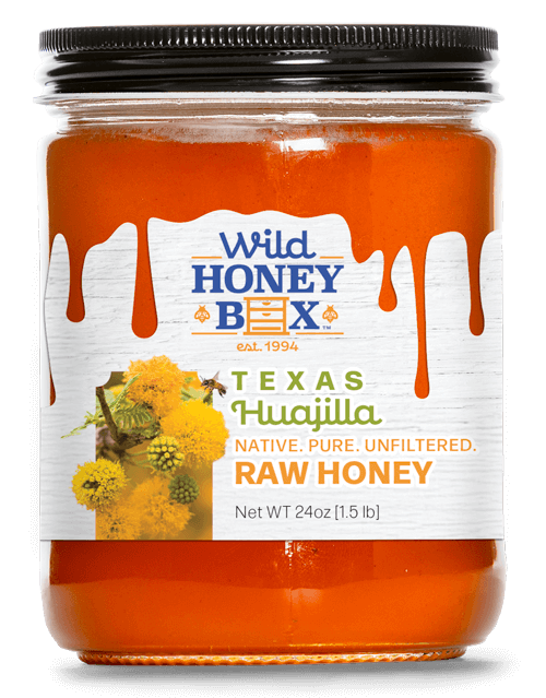 Liquid Texas Huajilla Honey image in 24oz jar.